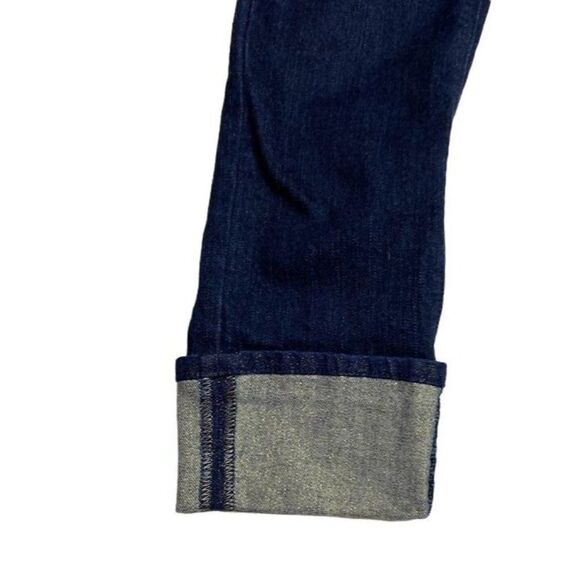 White House Black Market Dark Wash Denim Slim‎ Ankle Gold Cuff Mid Rise Jeans 00 - Picture 10 of 11